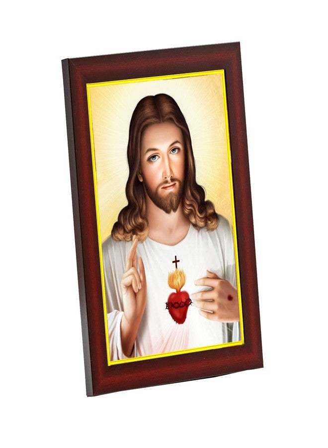 ZIG-ZAG zig zag Lord Jesus Christ Small Photo Frame For Wall / Table / Room Size Small ( 6x8 inches, Acrylic Glass) 2,Brown - Image 1